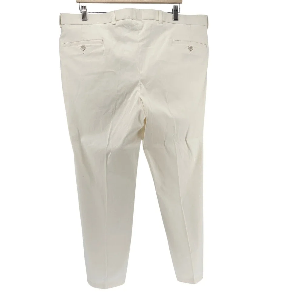 John Craig Sage Cream Cotton‎ Stretch Trousers Pants Slim Bootcut Size 38 (XL)